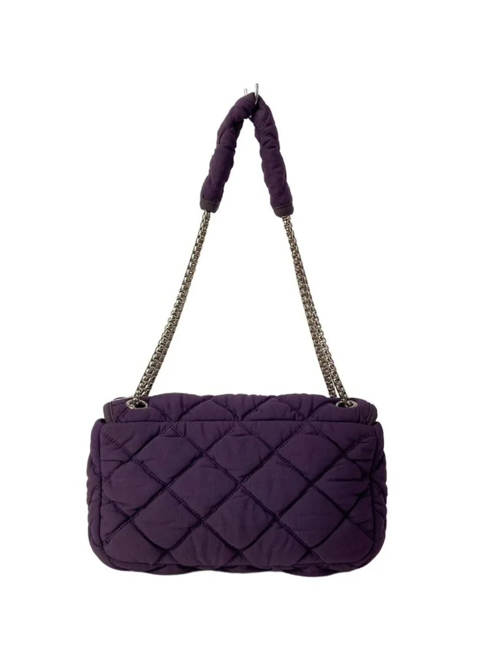 Chanel Shoulder Bag Bubble Quilt Purple Flap Chain Silver